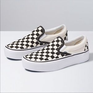 platform checkered vans slip on